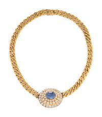 NICOLIS COLA, YELLOW GOLD, SAPPHIRE AND DIAMOND NECKLACE