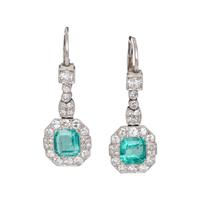 EMERALD AND DIAMOND EARRINGS