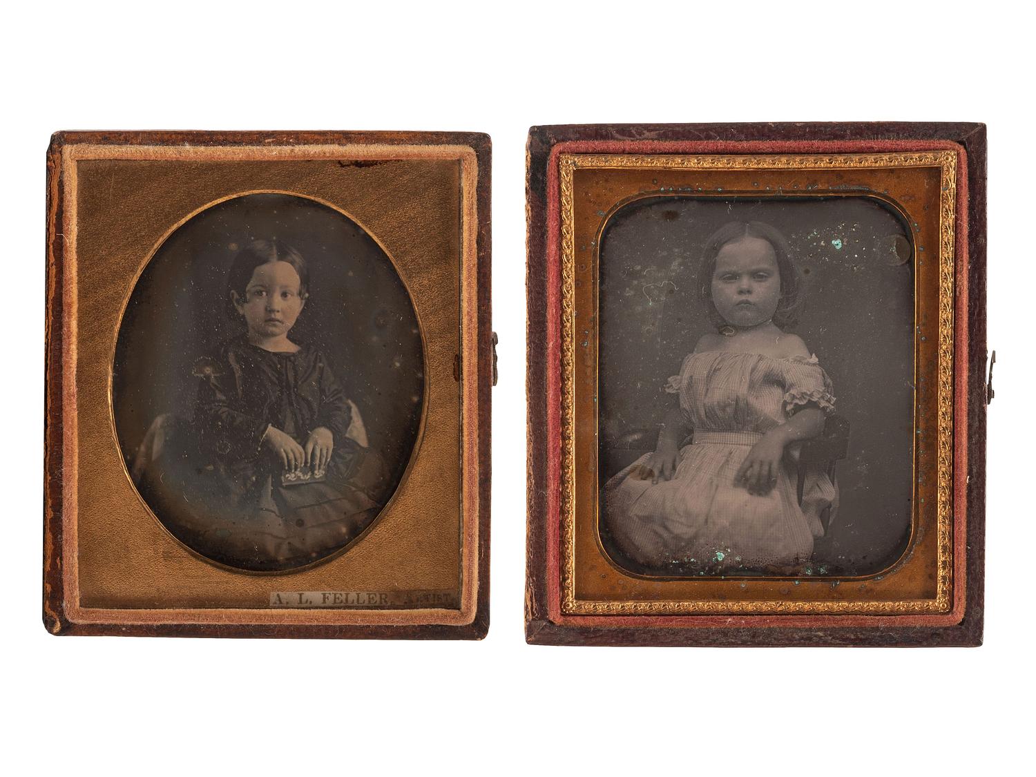 [EARLY PHOTOGRAPHY]. A group of 22 daguerreotype portraits of female children, including: