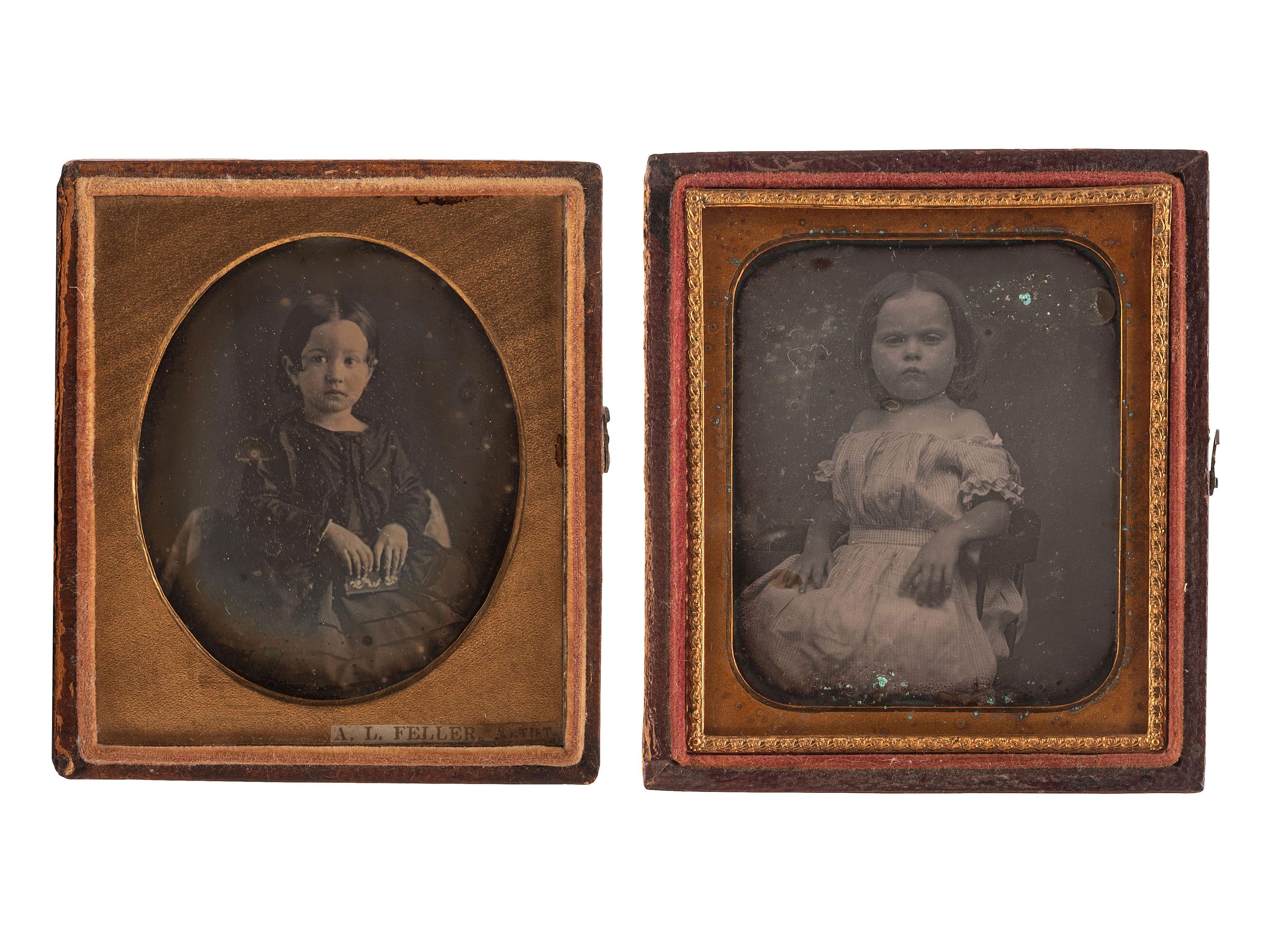 [EARLY PHOTOGRAPHY]. A group of 22 daguerreotype portraits of female children, including: