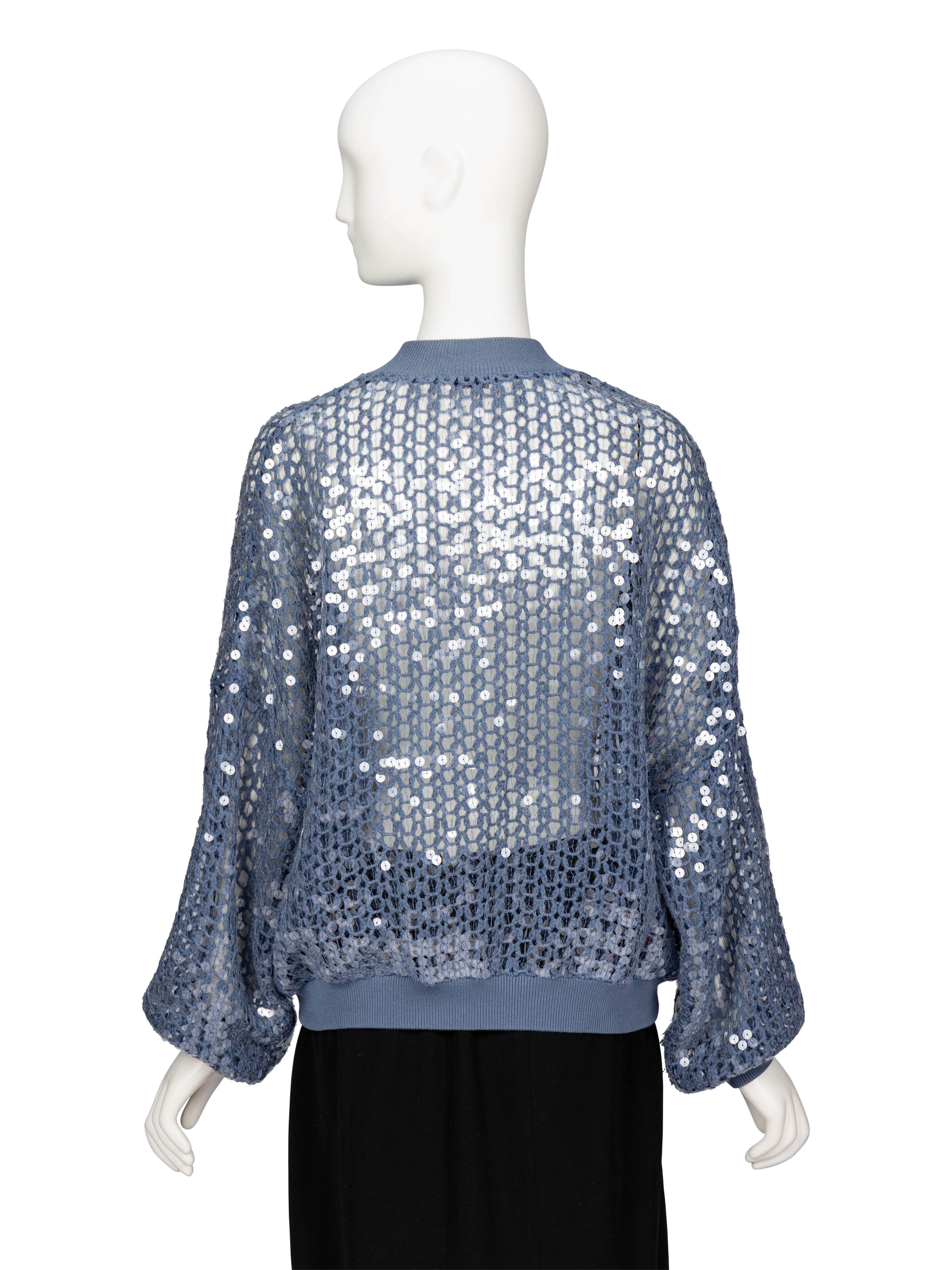 Brunello Cucinelli, Open-Knit Sequin Bomber Jacket