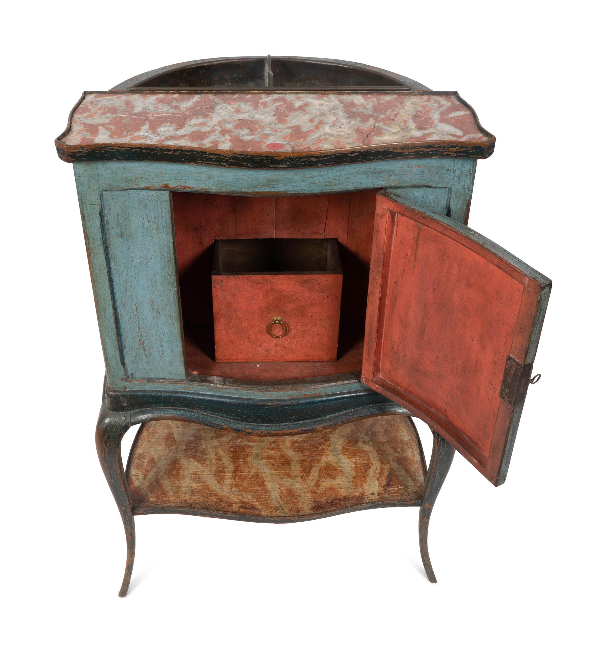 An Unusual Louis XV Provincial Blue-Painted Rafraichissoir — THIRD QUARTER 18TH CENTURY