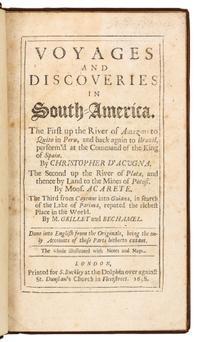 ACUÑA, Cristóbal de (1597-1676?). Voyages and Discoveries in South-America. London, 1698. FIRST EDITION IN ENGLISH.