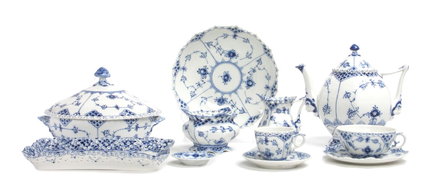 A Royal Copenhagen Porcelain Tea Service Height of first 7 1/2 inches.