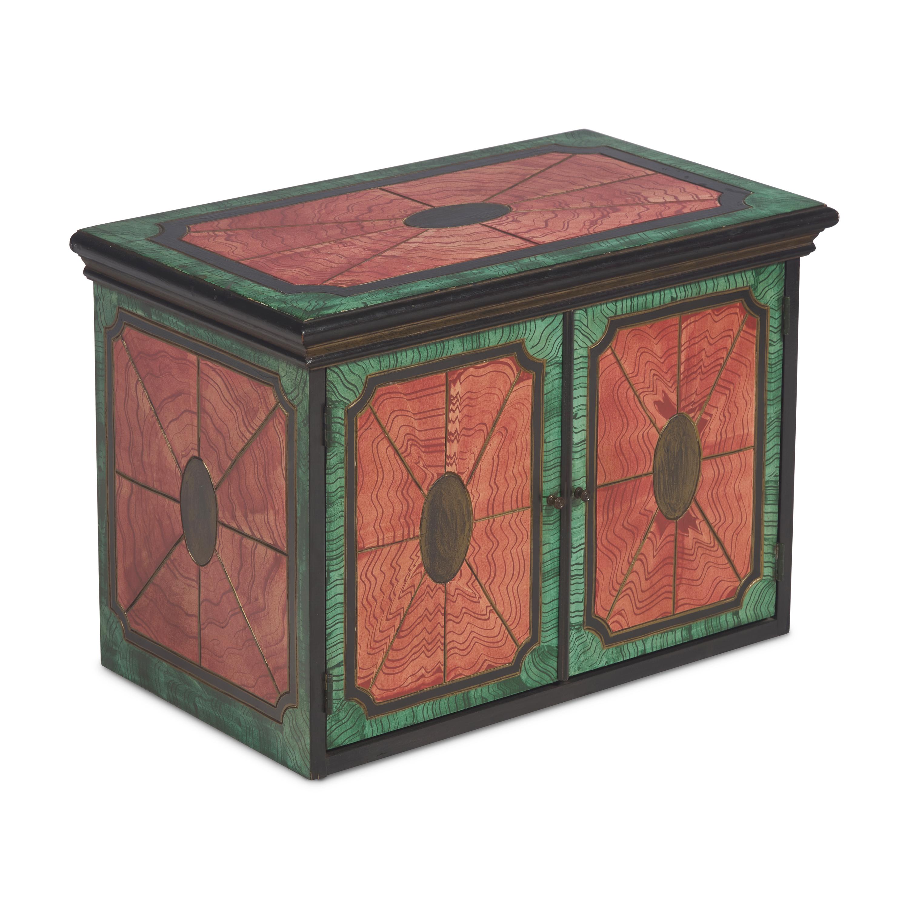 A Folk Art Painted Cabinet on Stand