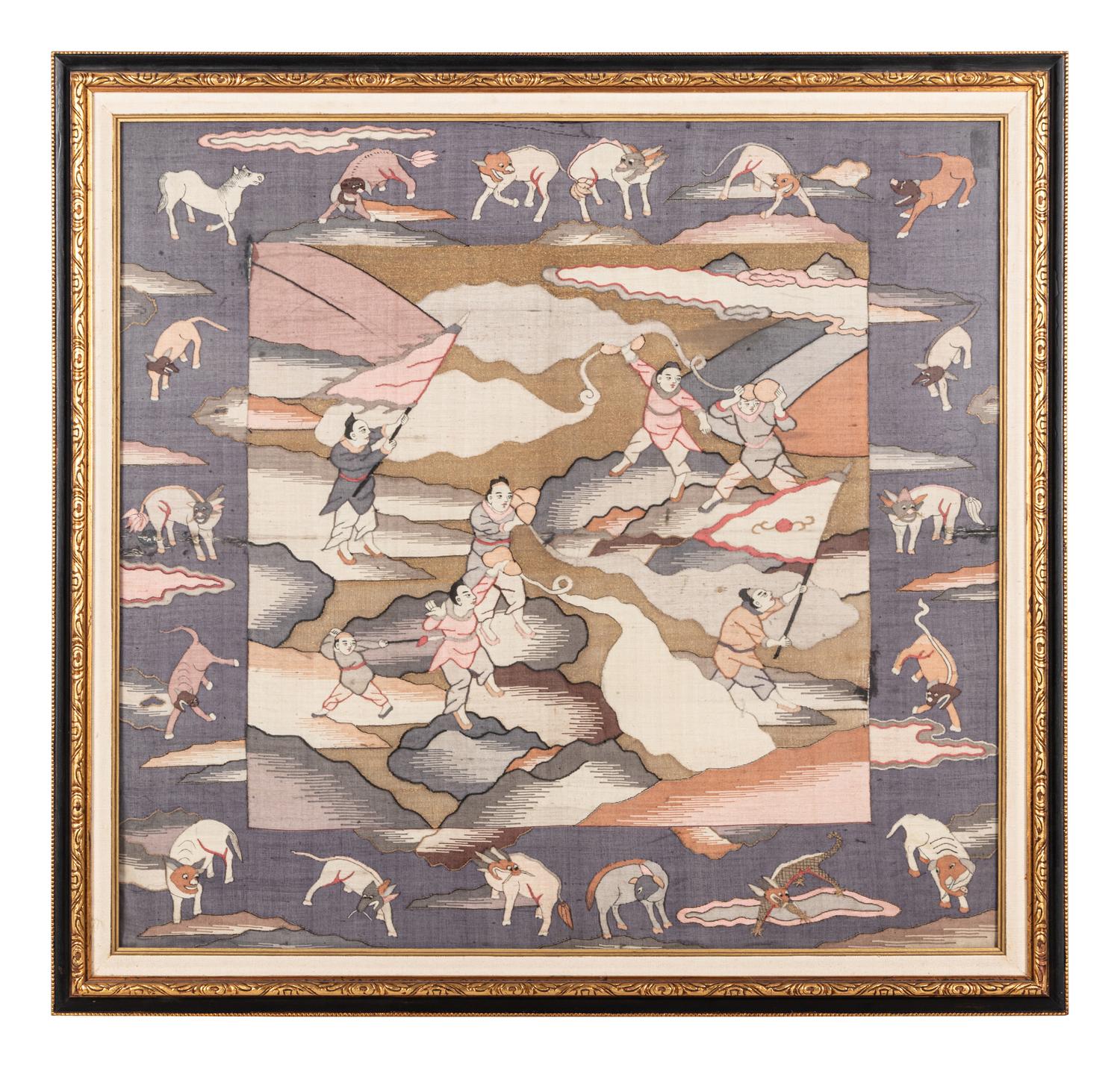 A Chinese Kesi Woven Silk Panel
