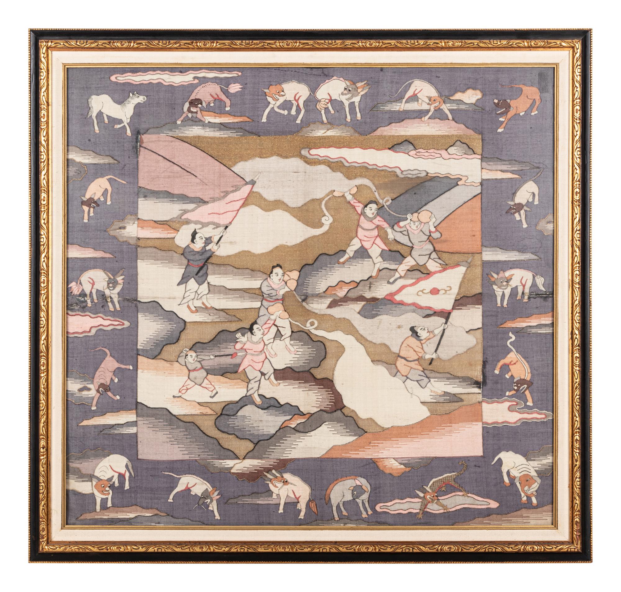 A Chinese Kesi Woven Silk Panel
