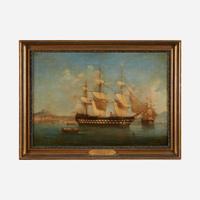 Tommaso de Simone (Italian, c. 1805-1888) H.M.S. Monmouth in the Bay of Naples, dated "1842"