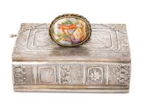 A German Silver Filigree Mounted Singing Bird Automaton Box