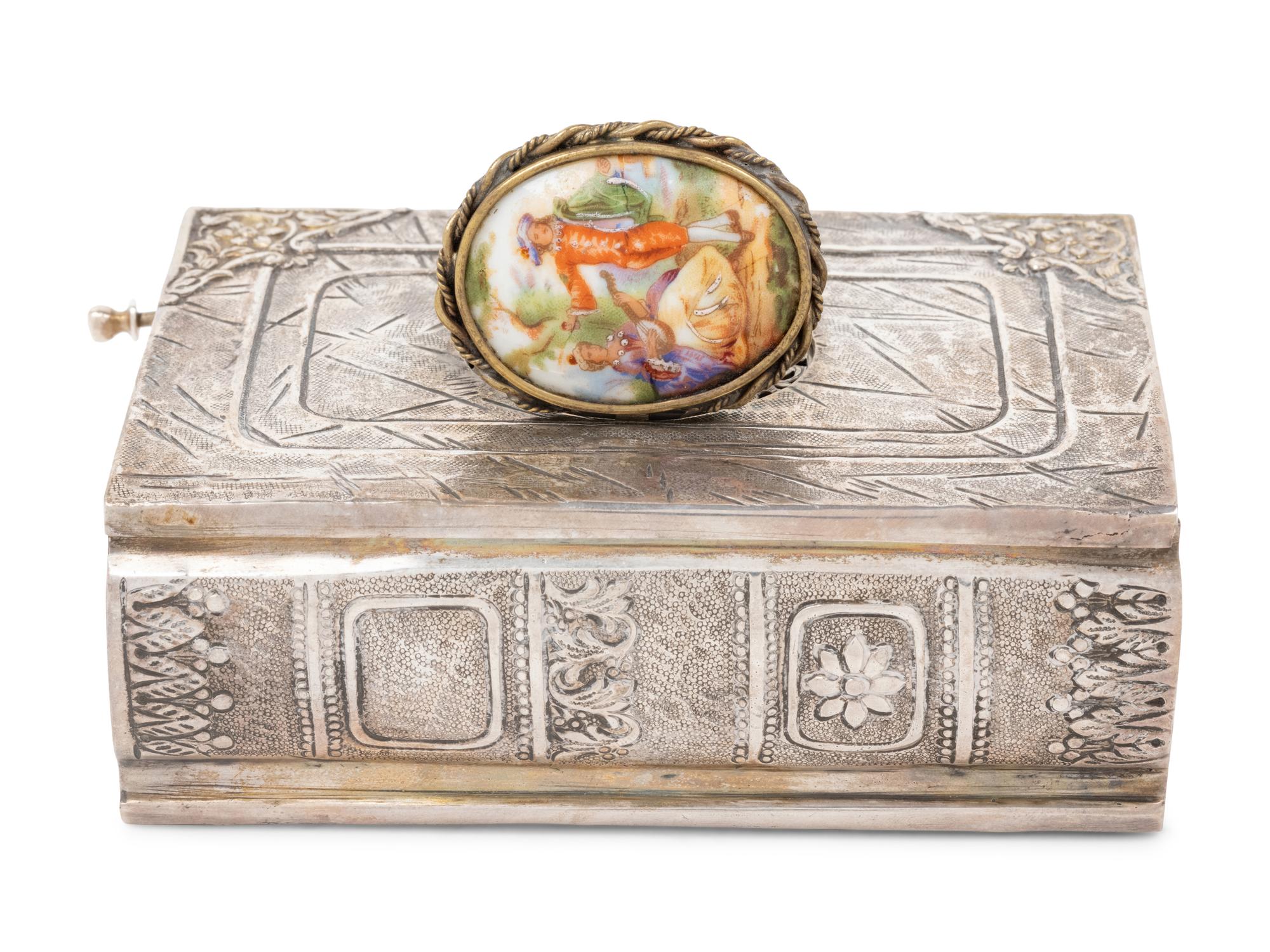 A German Silver Filigree Mounted Singing Bird Automaton Box
