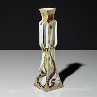 Eggshell porcelain two-handled vase with polychrome snake decor, model 182p