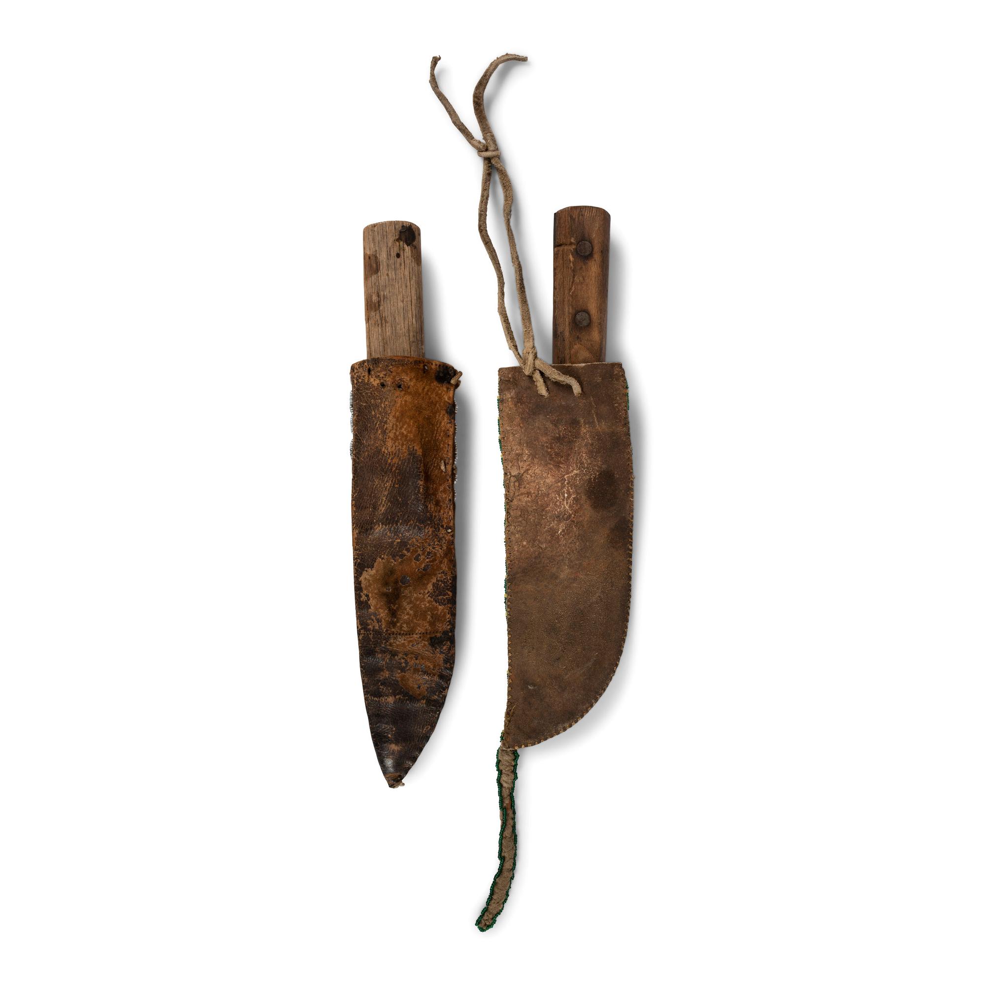 Sioux Beaded Hide Knife Sheaths, with Knives