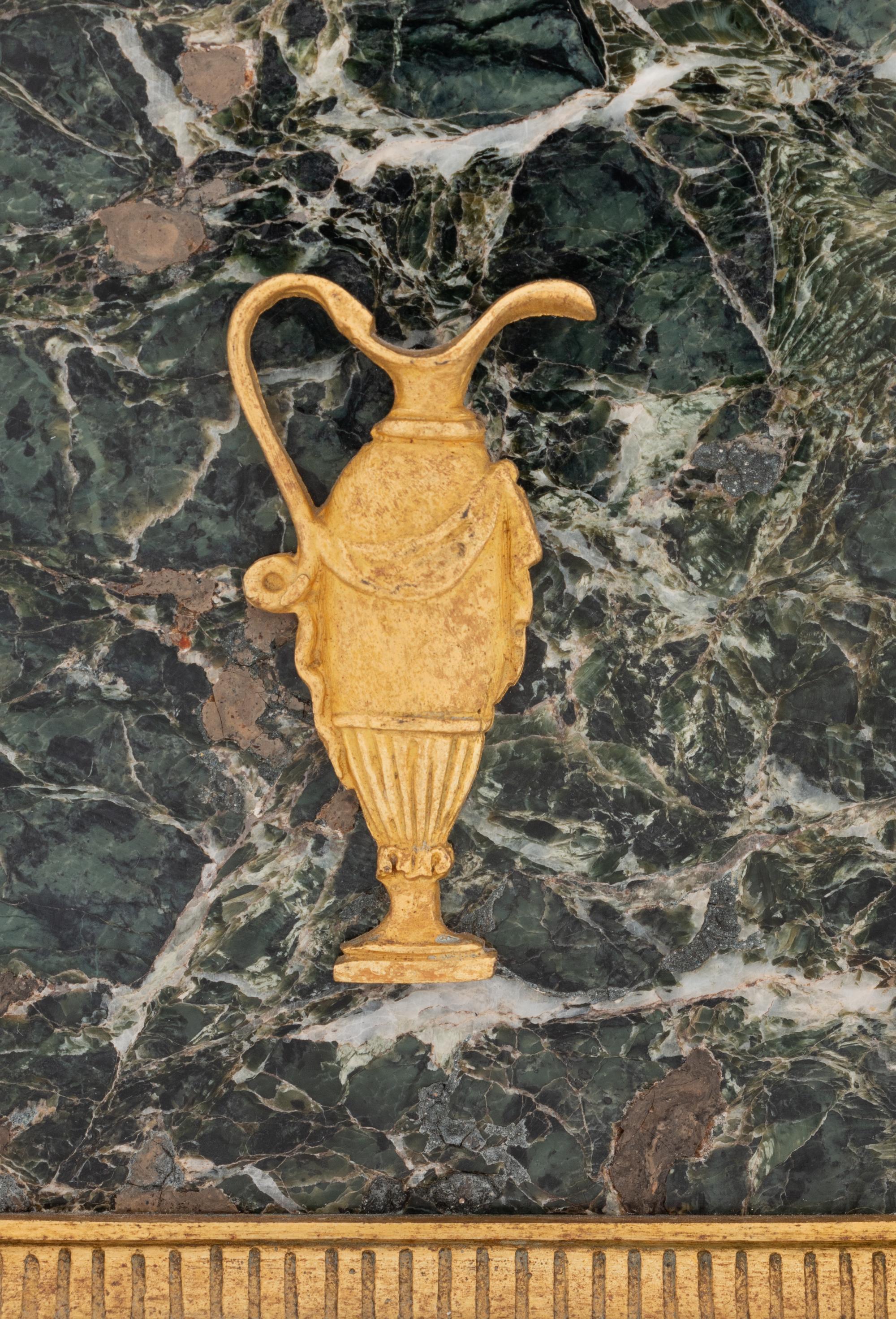 A Pair of Empire Gilt and Patinated Bronze and Marble Three-Light Figural Candelabra