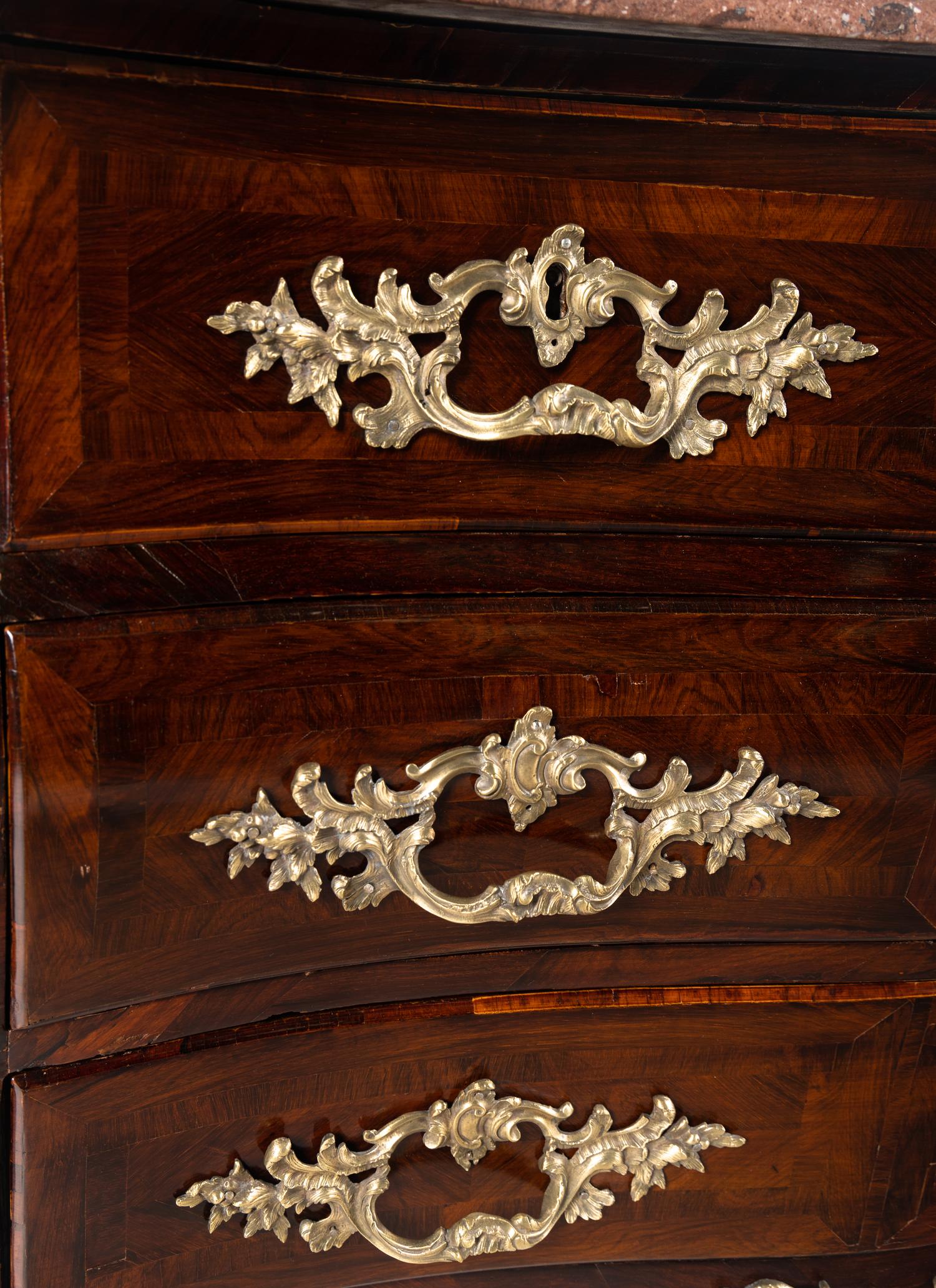 A Régence Style Gilt-Bronze Mounted Kingwood and Tulipwood Commode