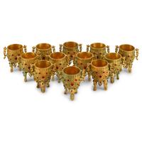 A Set of Twelve Jeweled Gilt Bronze Cups