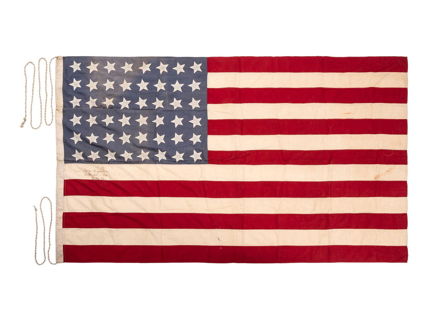 [FLAGS]. A group of 2 American flags, incl. 45-star and 48-star examples. Late 19th-early 20th century.