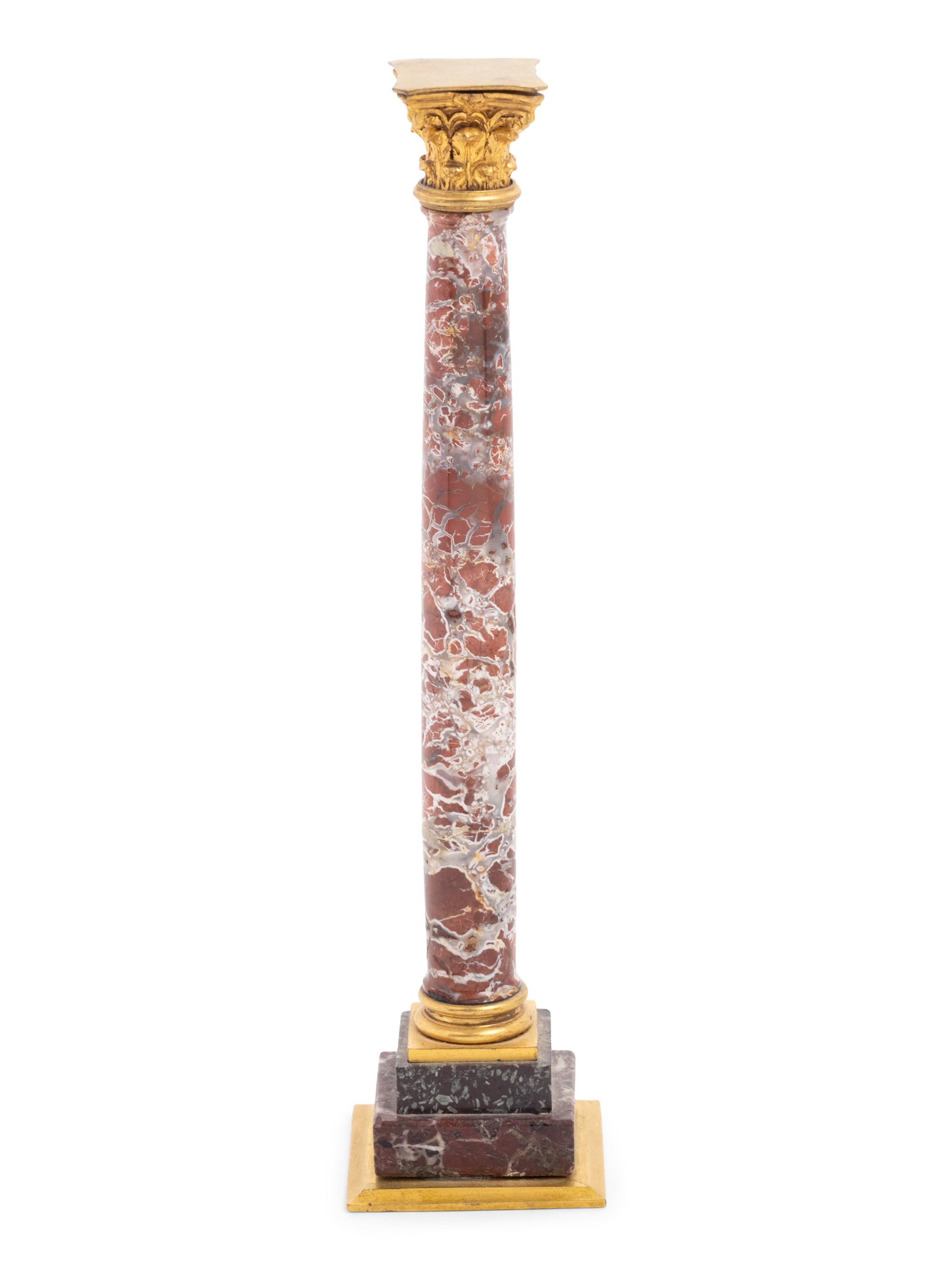 A Grand Tour Gilt Bronze and Marble Column