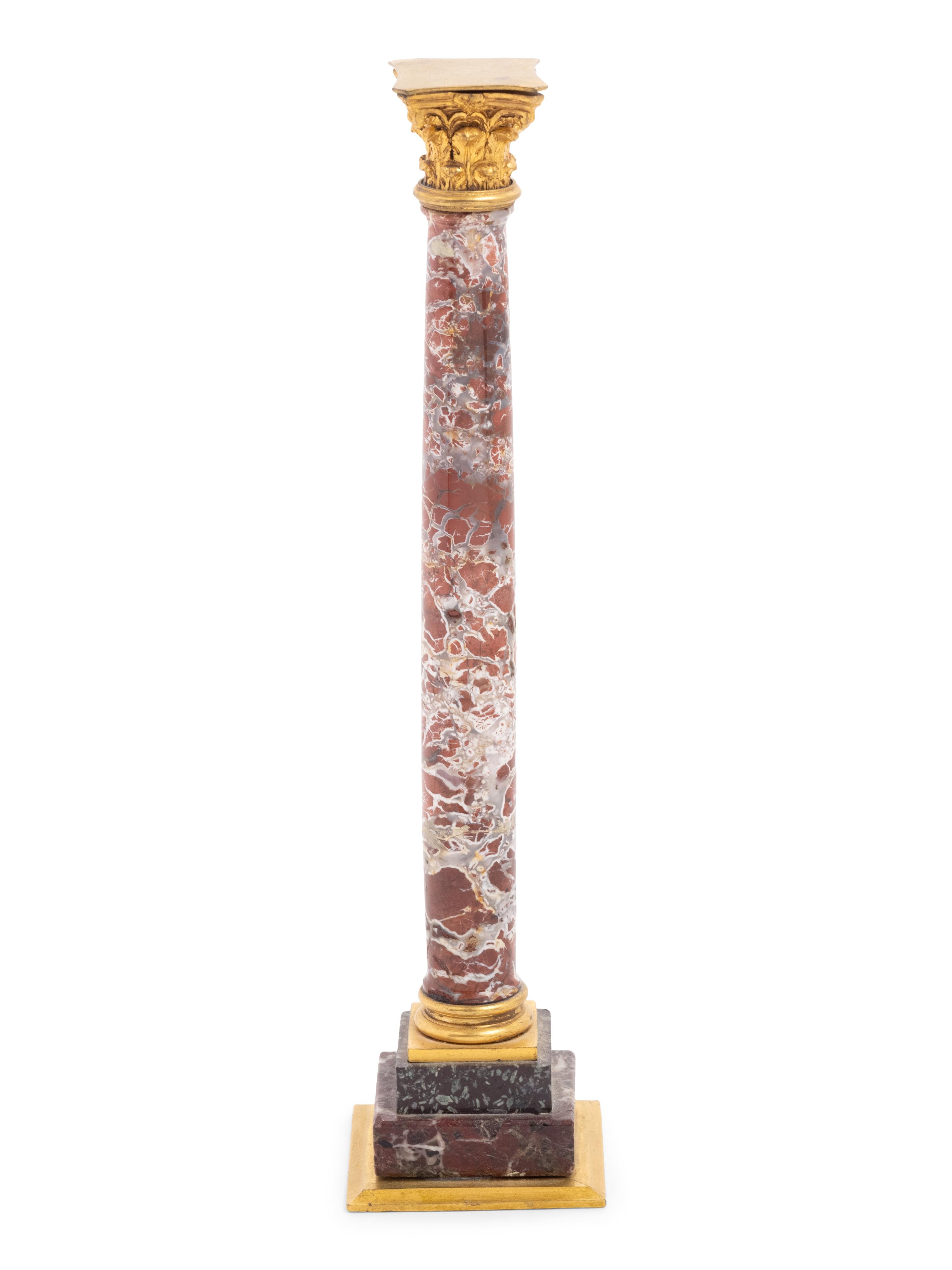 A Grand Tour Gilt Bronze and Marble Column