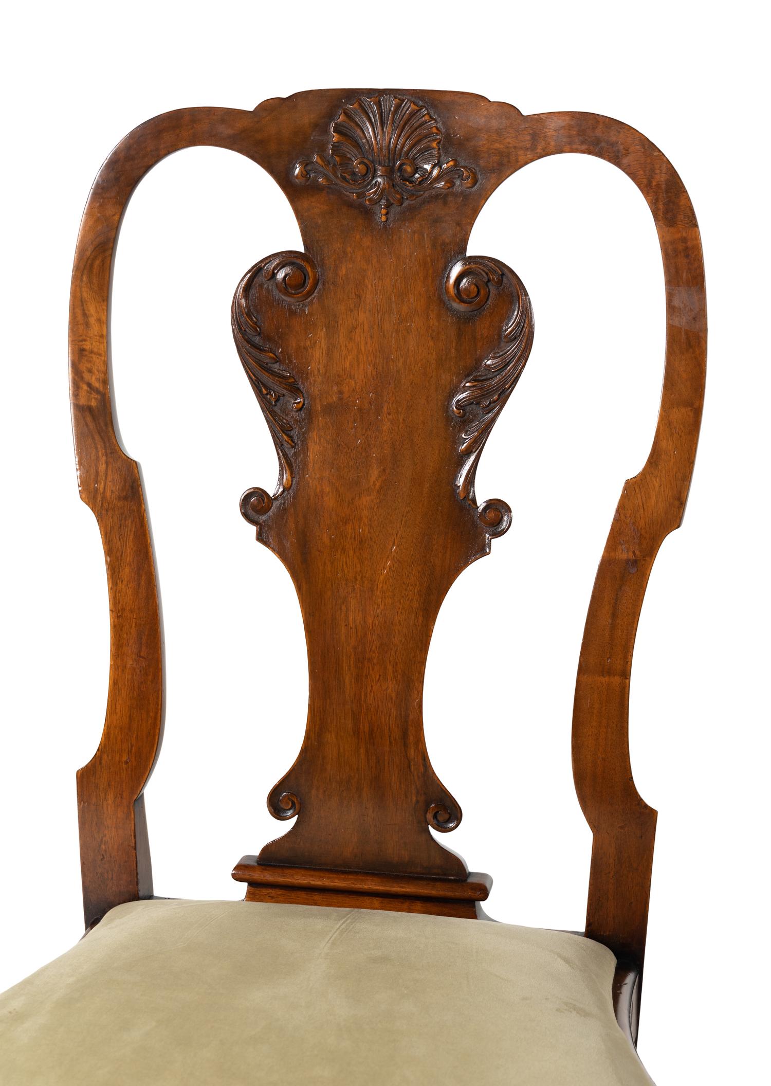 A Set of Ten of George II Style Walnut Dining Chairs
