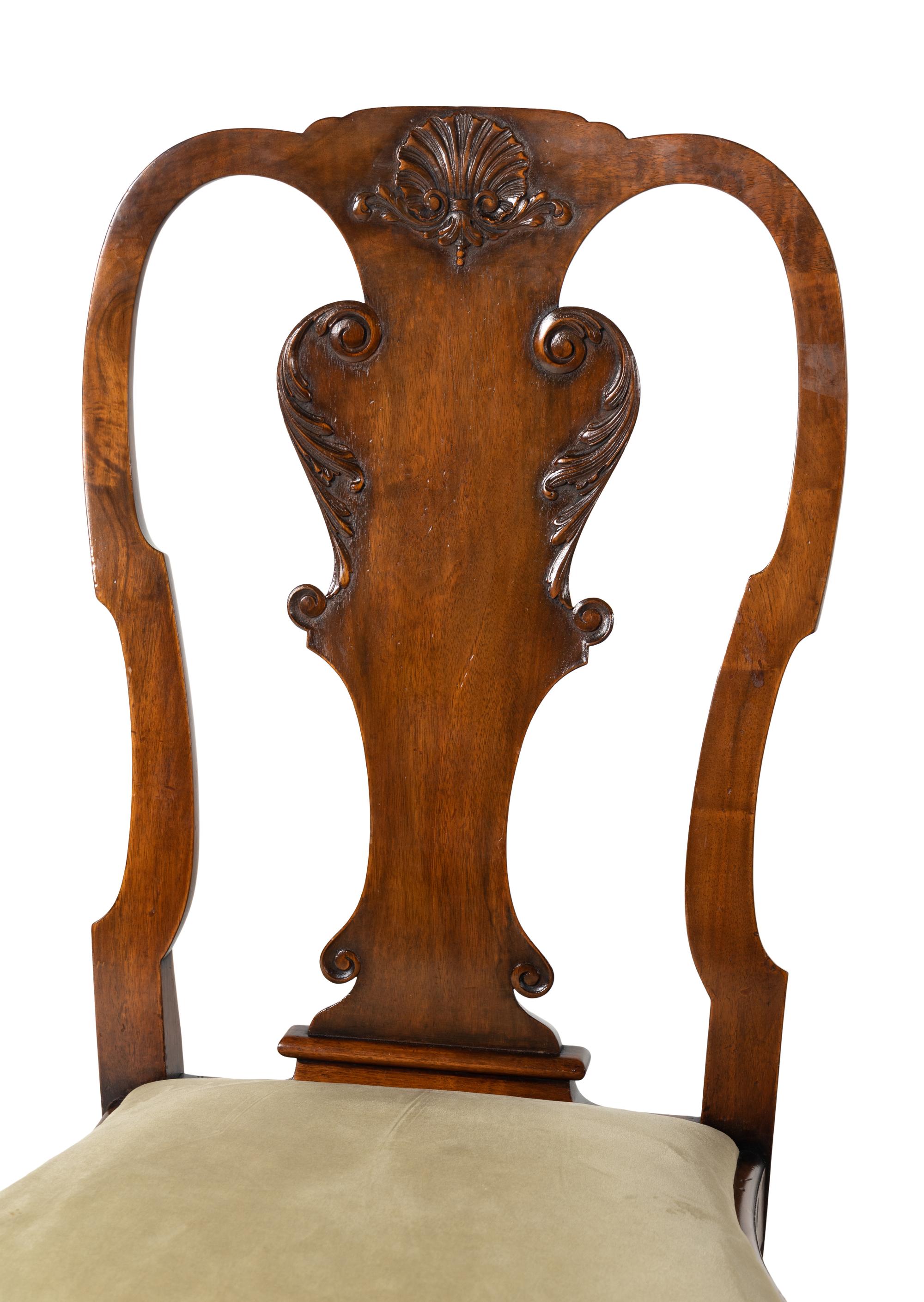 A Set of Ten of George II Style Walnut Dining Chairs