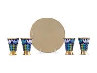 A Russian Enameled Silver Drinks Set