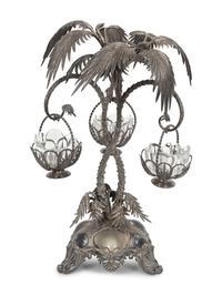 An English Silver-Plate Epergne and a Circular Plateau