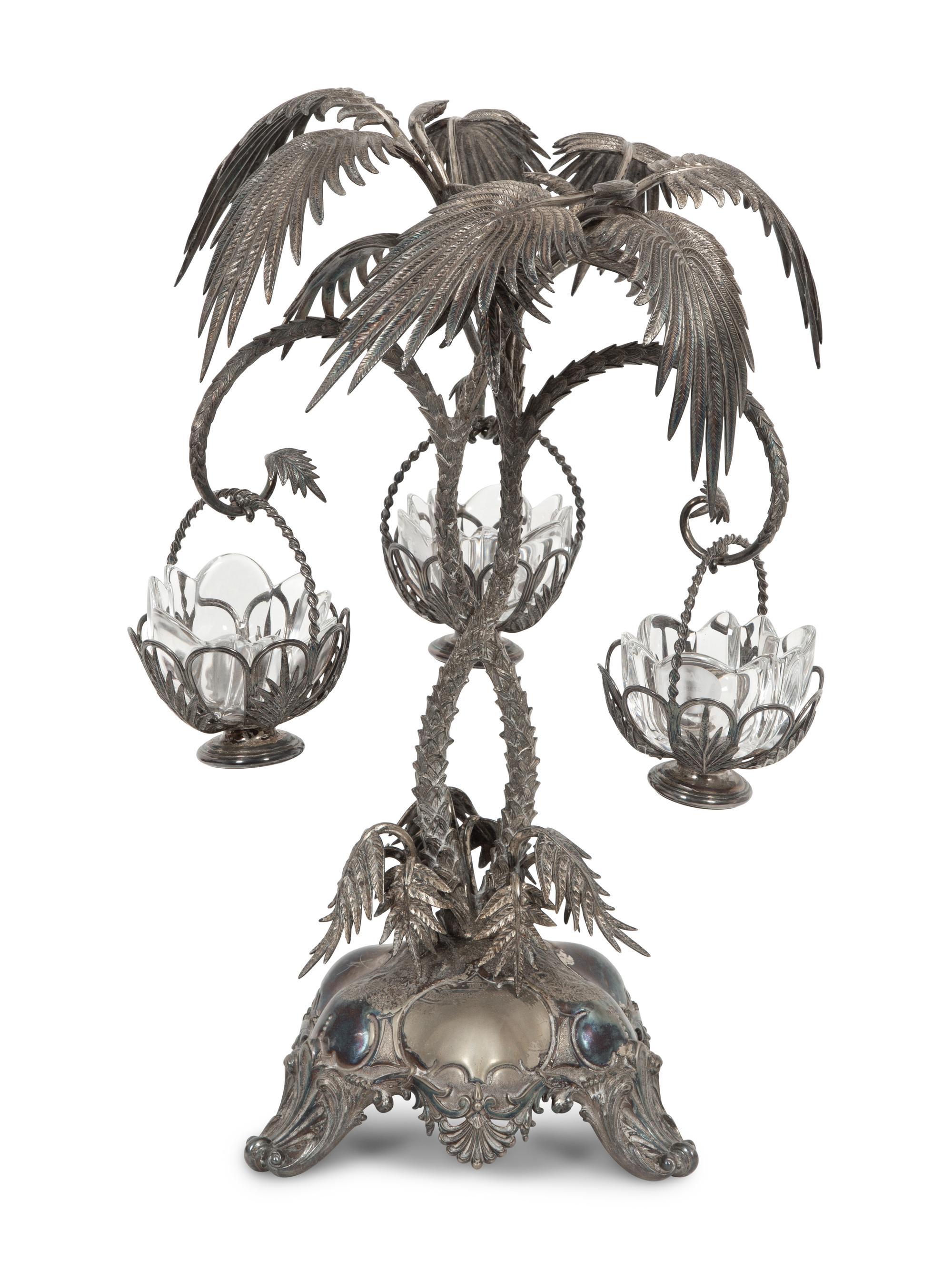 An English Silver-Plate Epergne and a Circular Plateau