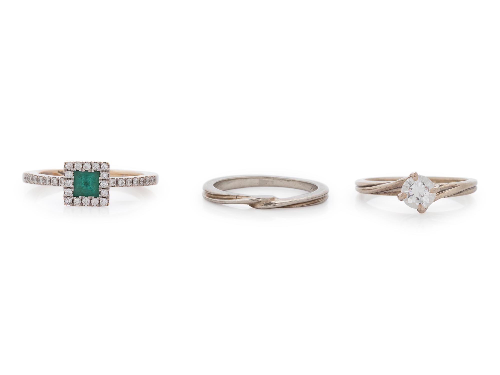 A Collection of White Gold Rings,