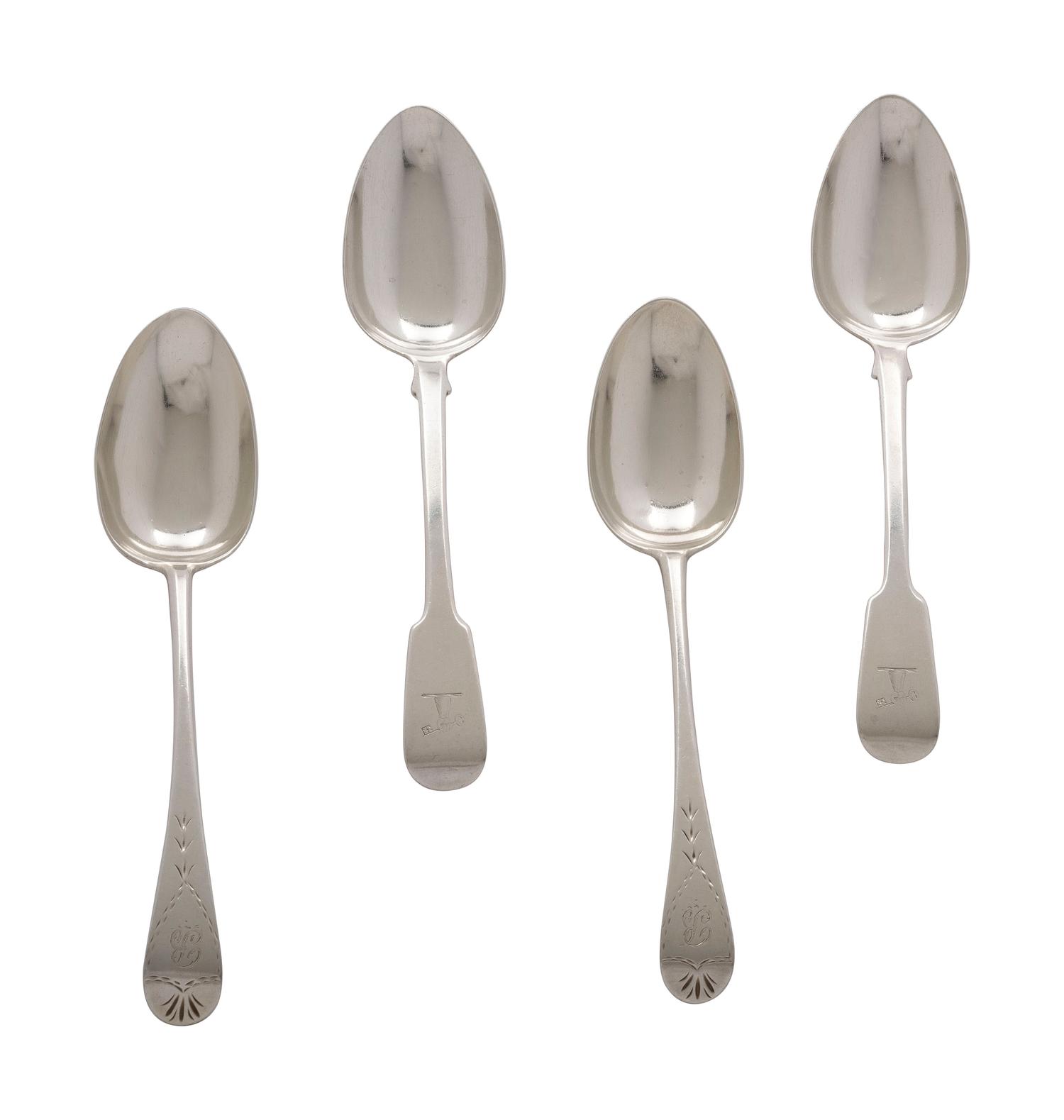Four Georgian Silver Serving Spoons