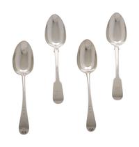 Four Georgian Silver Serving Spoons