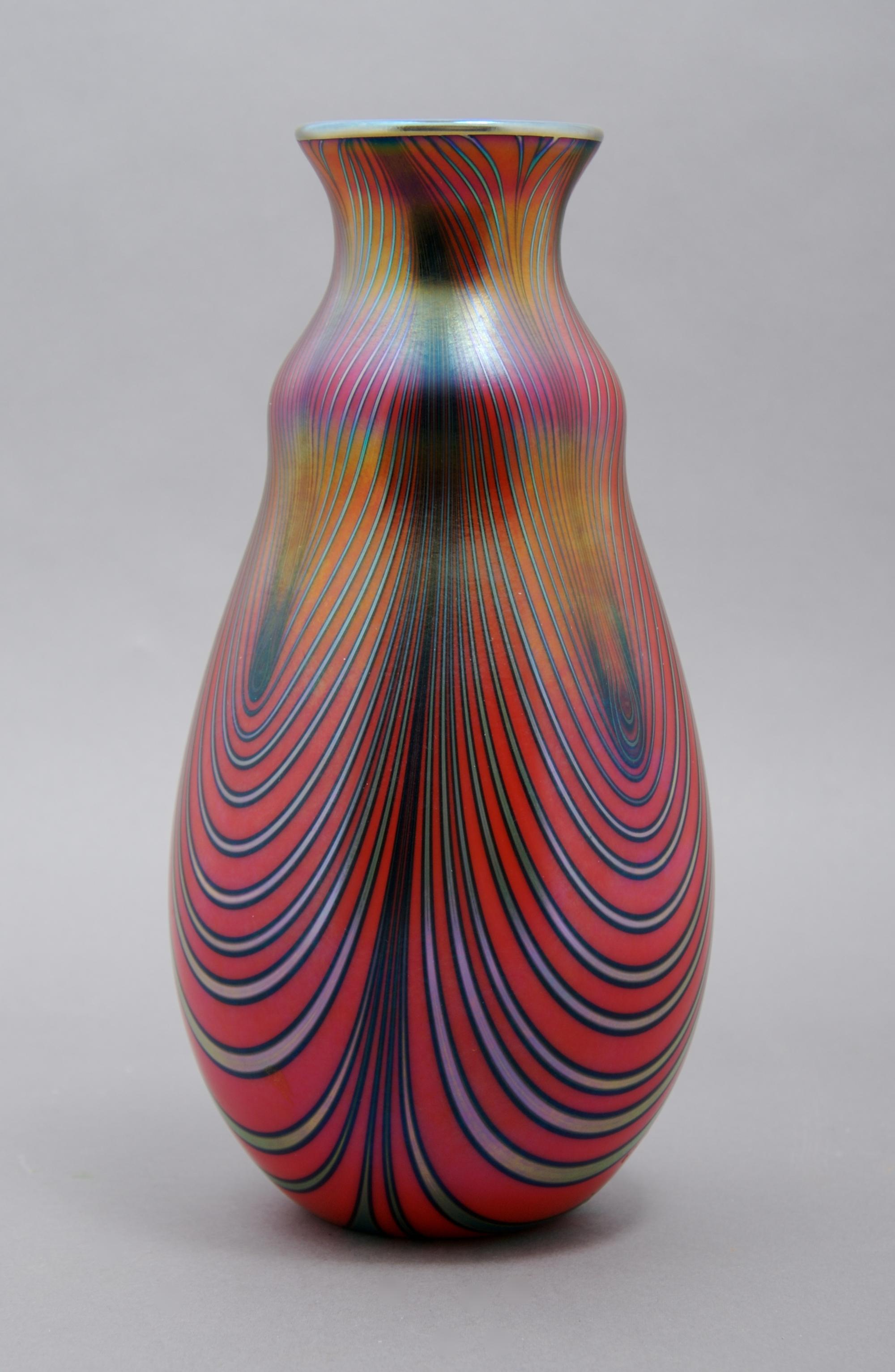 A Charles Lotton Glass Vase, Height 9 inches.