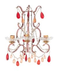 A Pair of Italian Beaded Three-Light Sconces