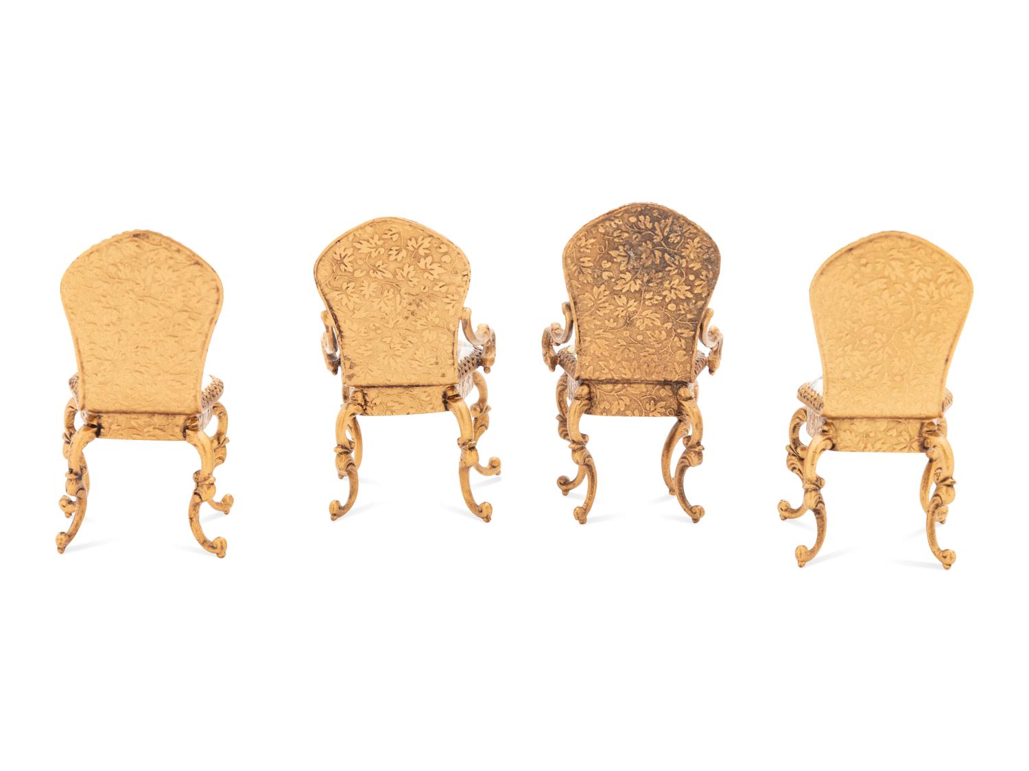 Six Viennese Enameled Miniature Furniture Articles