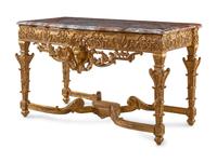 An Italian Carved Giltwood Marble-Top Console Table