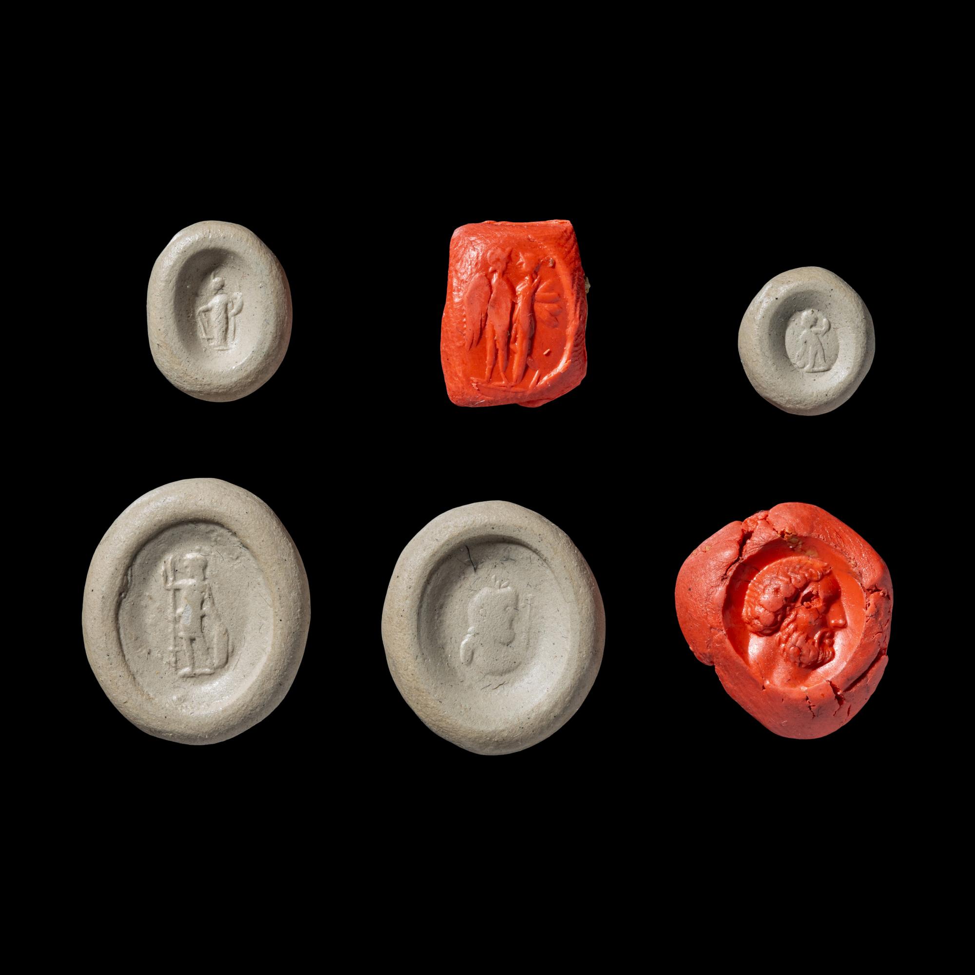 Six Roman Nicolo and Agate Intaglios