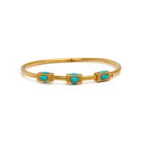 VICTORIAN, PAIR OF YELLOW GOLD AND TURQUOISE BANGLE BRACELETS
