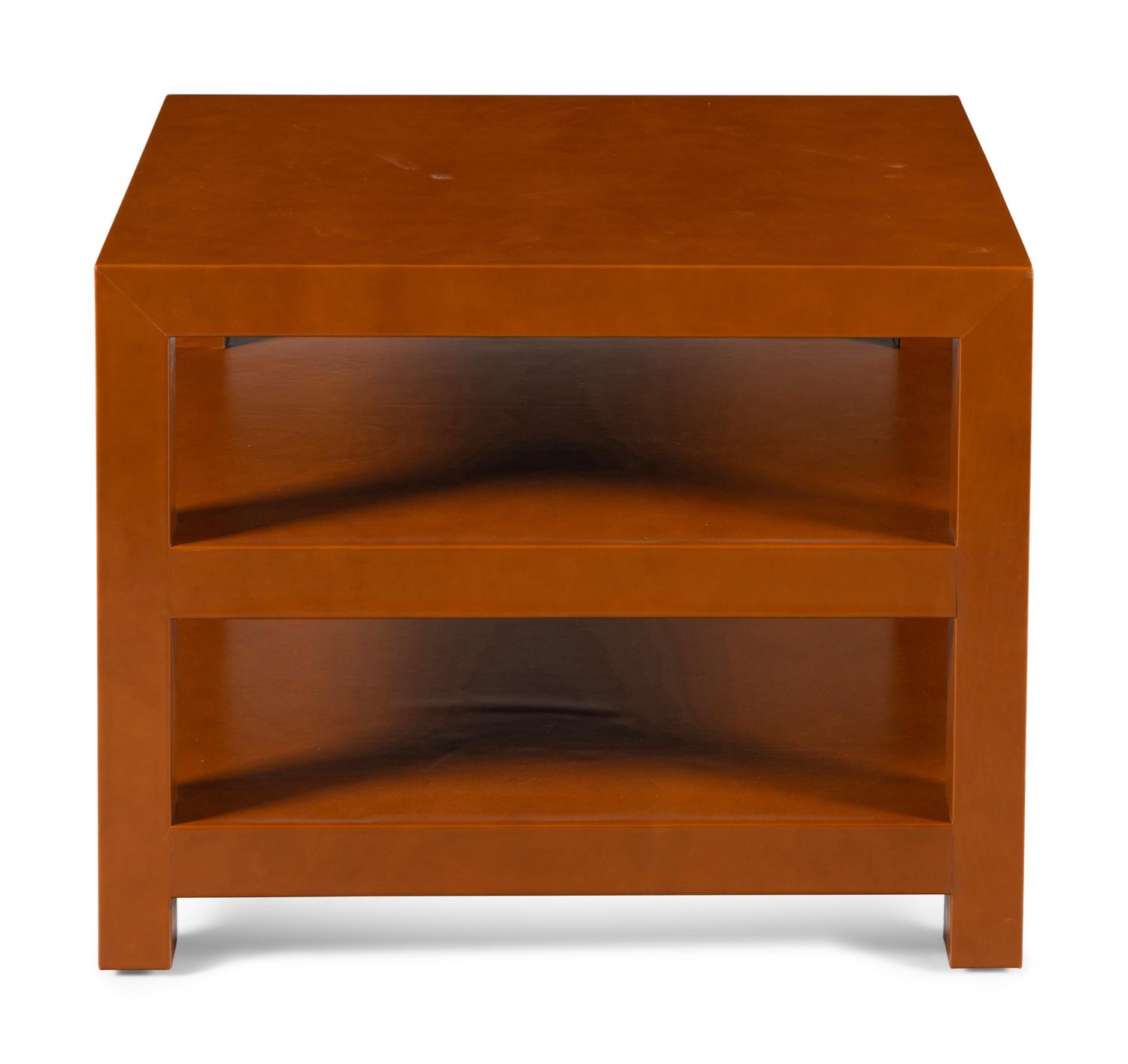 A Contemporary Edelman Leather-Veneered Three-Tier Side Table