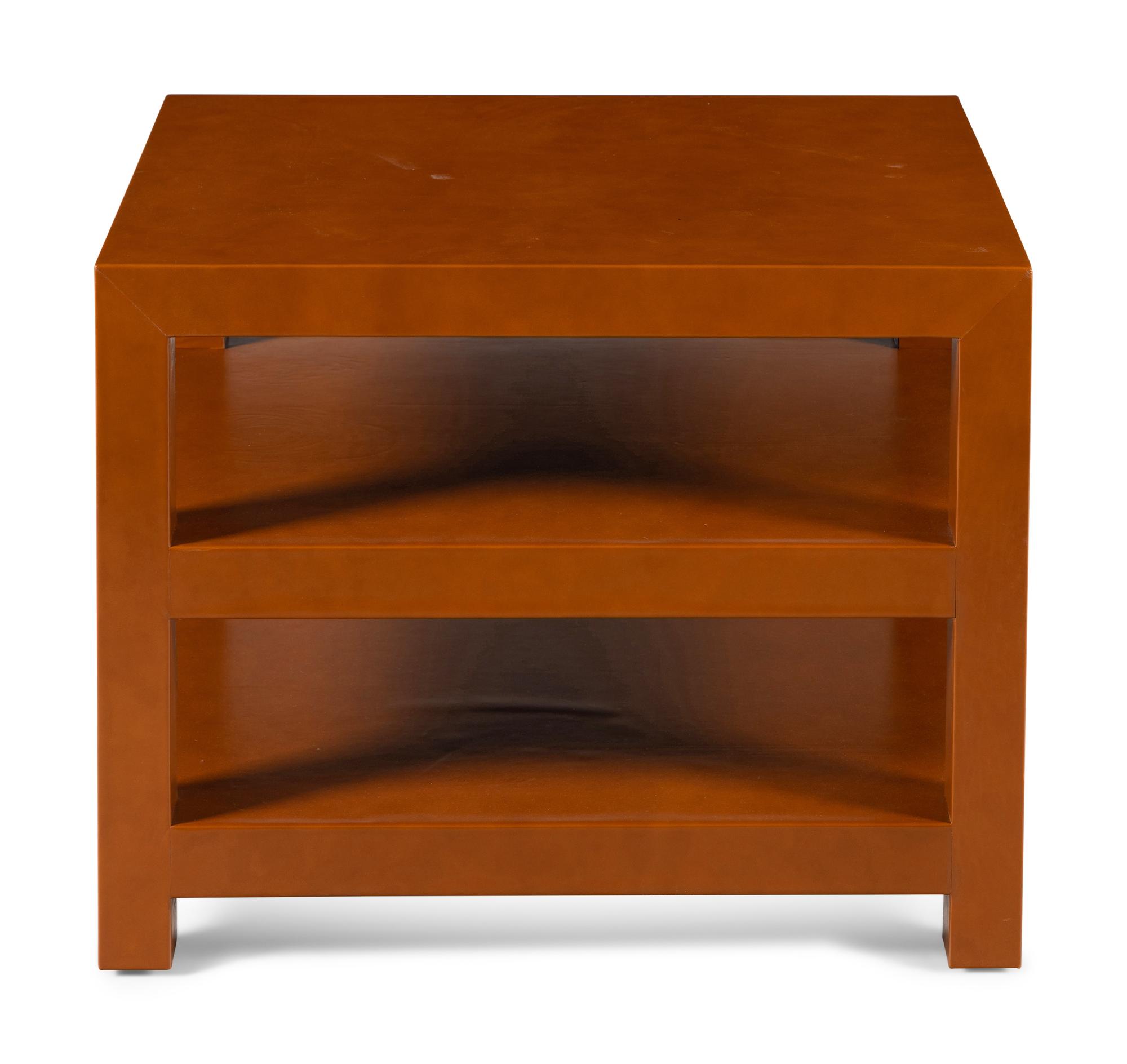 A Contemporary Edelman Leather-Veneered Three-Tier Side Table