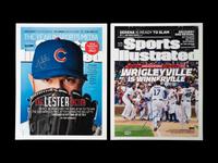 A Group of Two Chicago Cubs Signed Autograph Sports Illustrated Cover Prints,