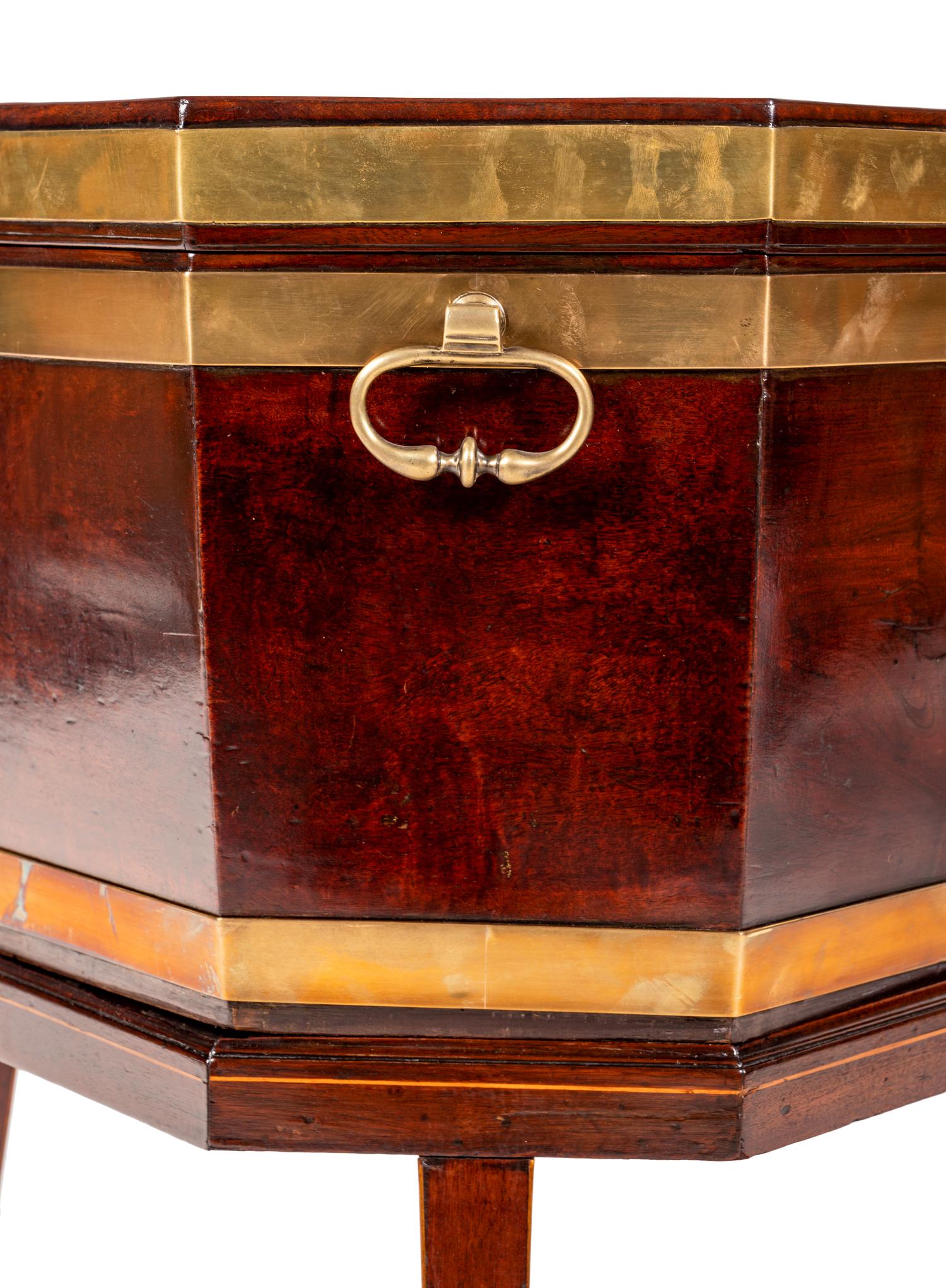 A George III Brass Banded Mahogany Cellarette