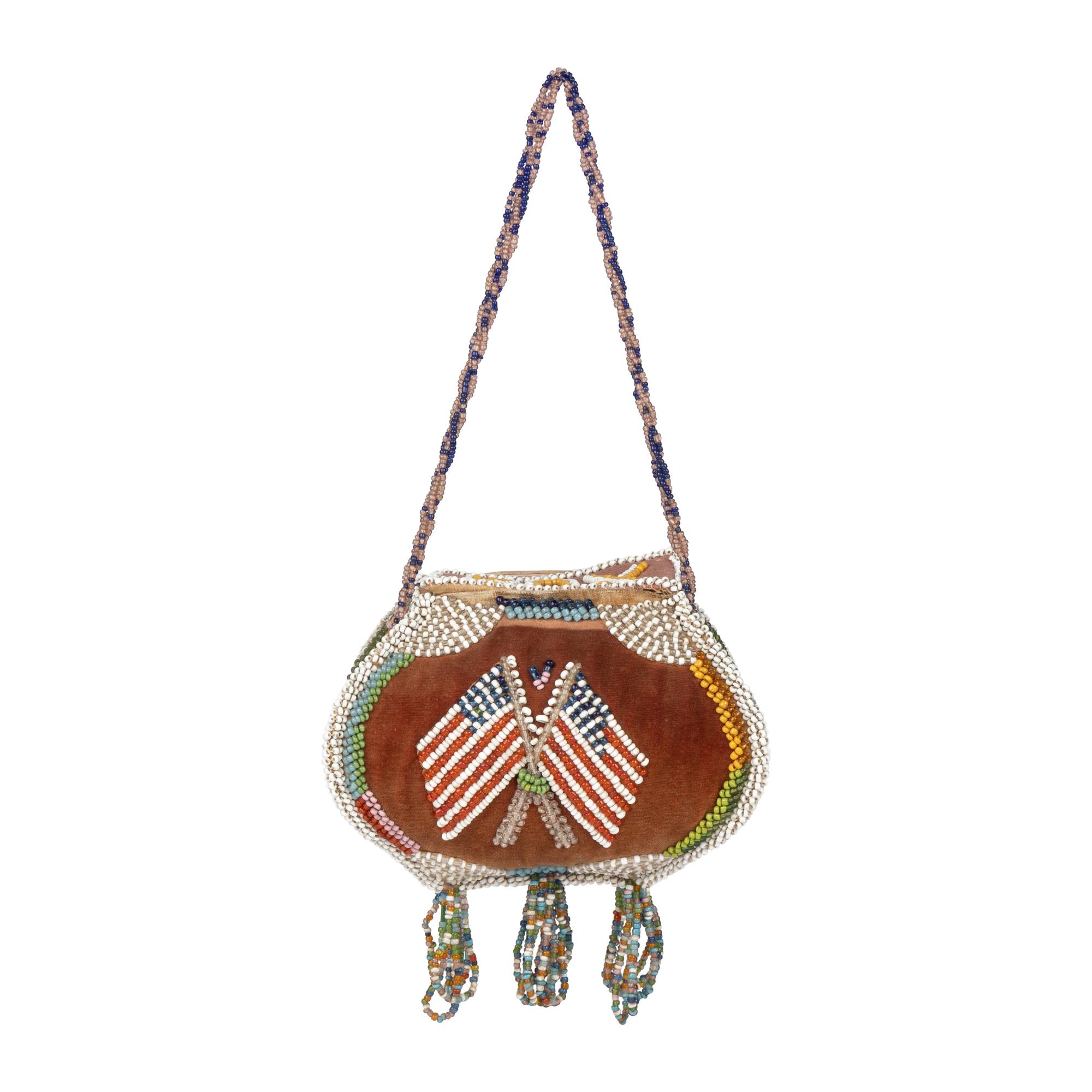 Great Lakes Beaded Purse, with American Flags