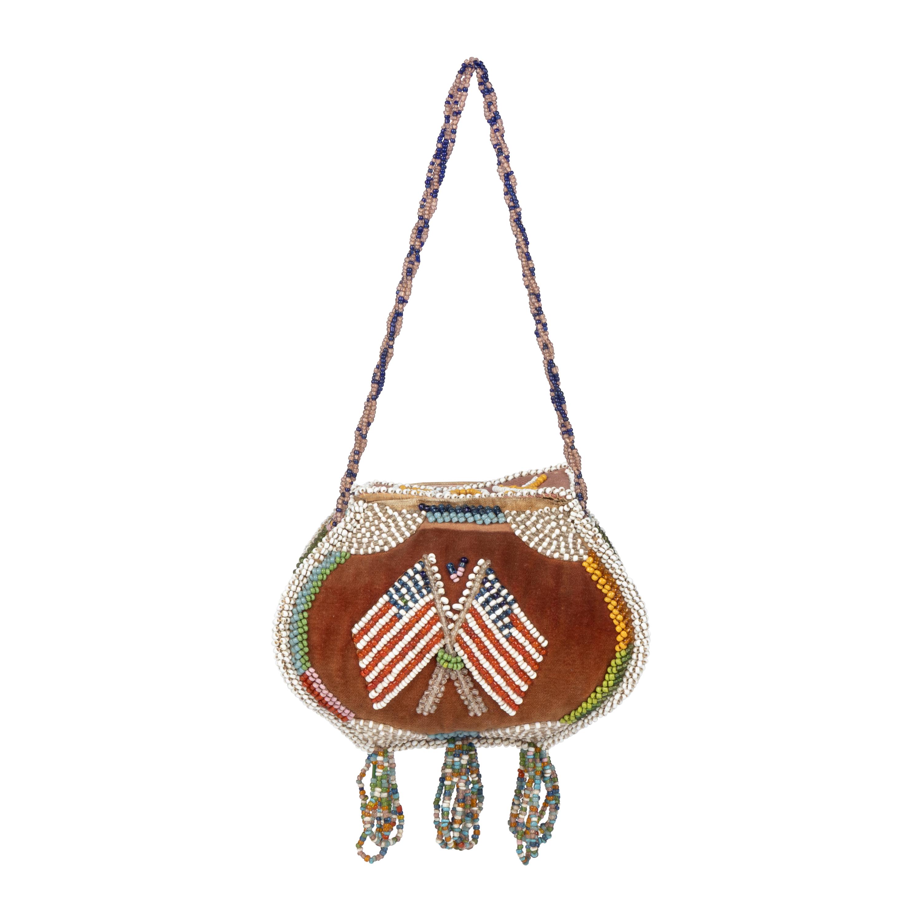 Great Lakes Beaded Purse, with American Flags