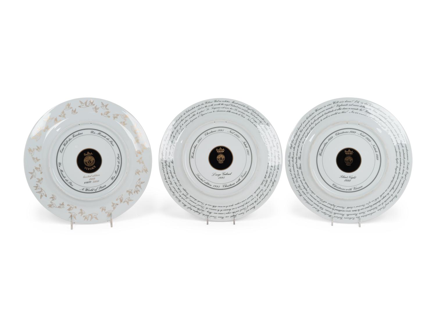 Eight Versace Porcelain Christmas Chargers