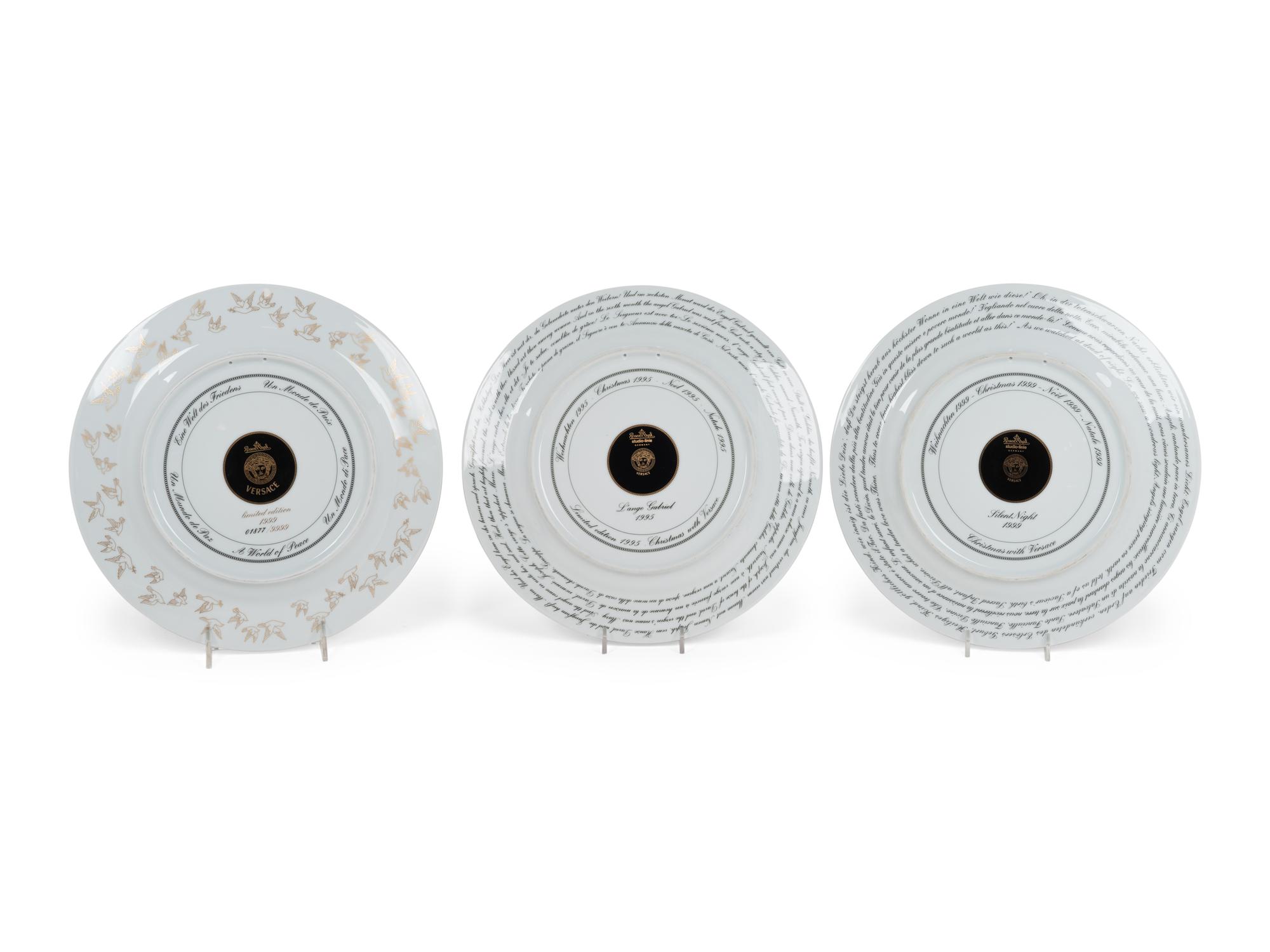 Eight Versace Porcelain Christmas Chargers