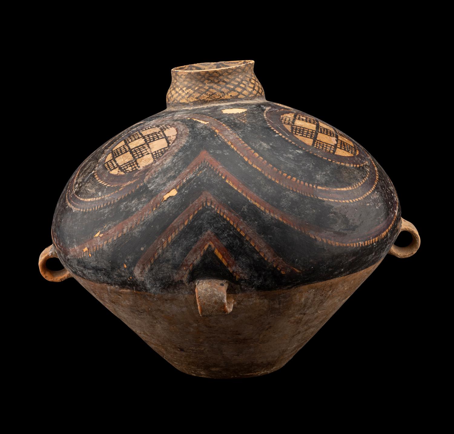 A Chinese Painted Pottery Handled Jar