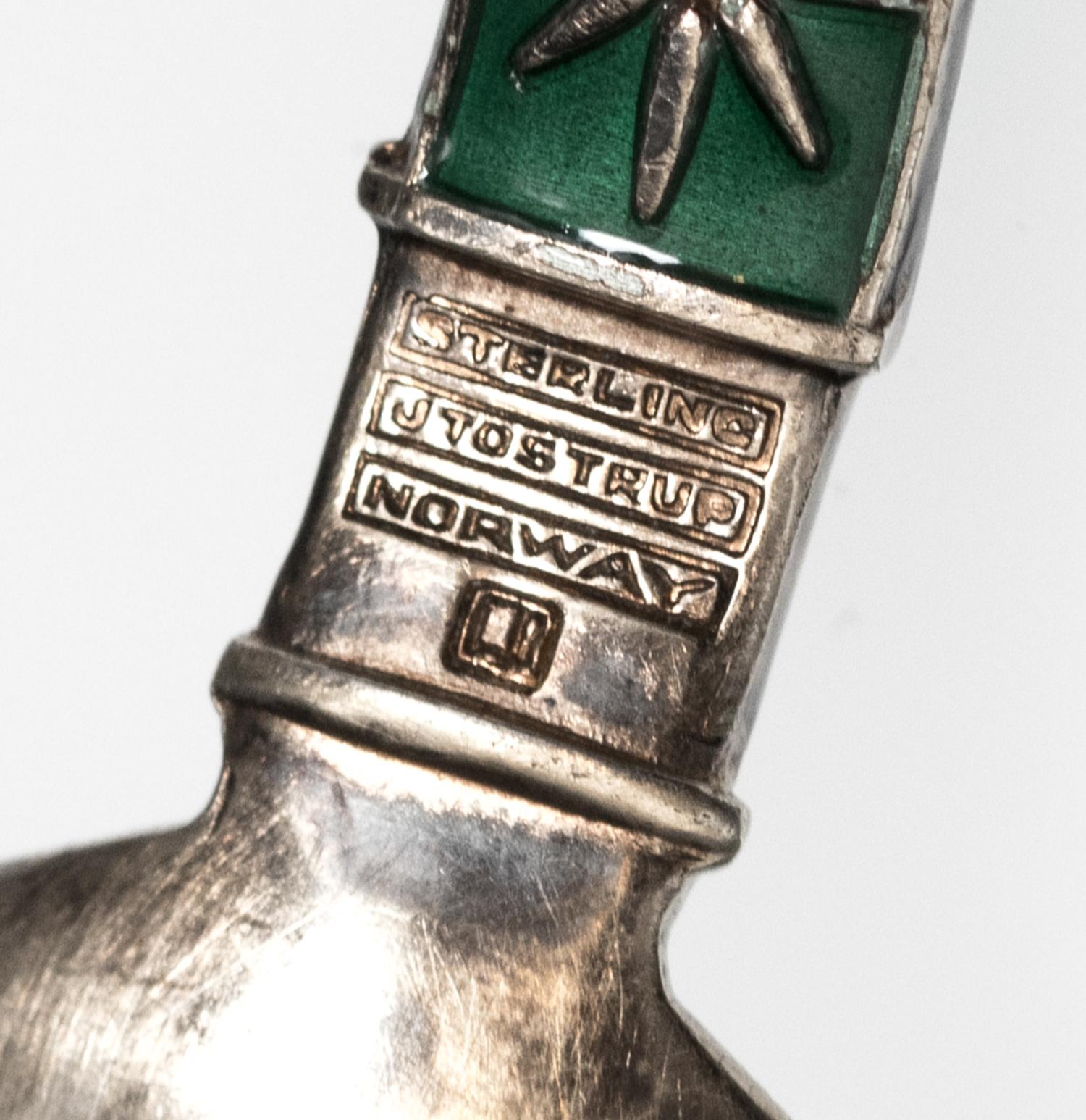 A Norwegian Enameled Silver Flatware Service