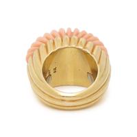 YELLOW GOLD AND ANGEL SKIN CORAL RING