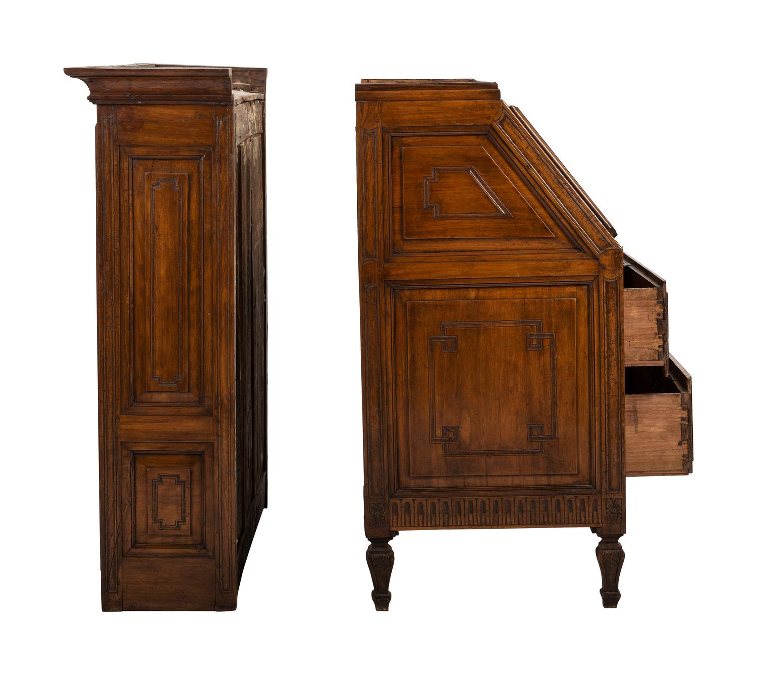 A Louis XVI Provincial Walnut Bureau Bookcase