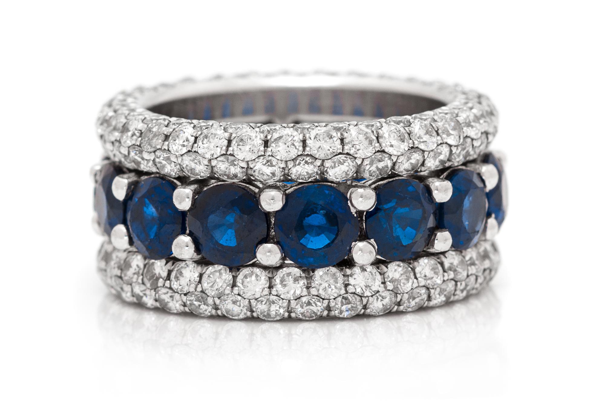 A White Gold, Sapphire and Diamond Eternity Band, 9.00 dwts.