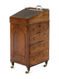 A Regency Brass Mounted and Leather-Inset Mahogany Davenport Desk